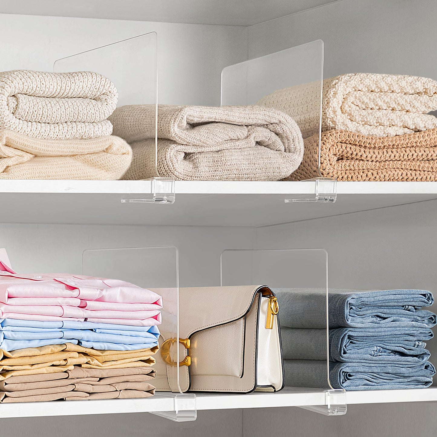 Acrylic Shelf Dividers for Closet Organization - 12 Pcs