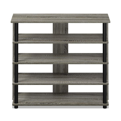 Furinno Turn-N-Tube 5 Tier Wide Shoe Rack, French Oak Grey/Black , 32 Inch