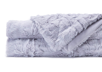 Chanasya Premium Fuzzy Faux Fur Rectangular Embossed Throw Blanket - Super Soft and Warm Lightweight Reversible Mink for Couch, Home, Living Room, and Bedroom Décor (50x65 Inches) Lavender
