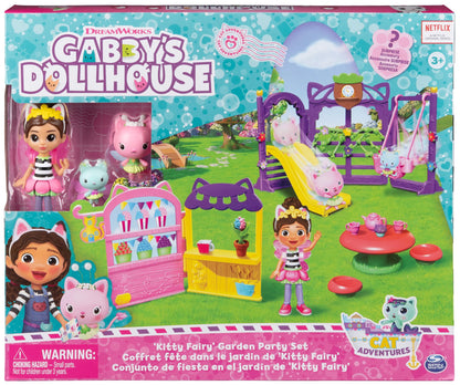 Gabby’s Dollhouse, Kitty Fairy Garden Party, 18-Piece Playset with 3 Toy Figures, Surprise Toys & Dollhouse Accessories, Kids Toys for Girls & Boys 3+