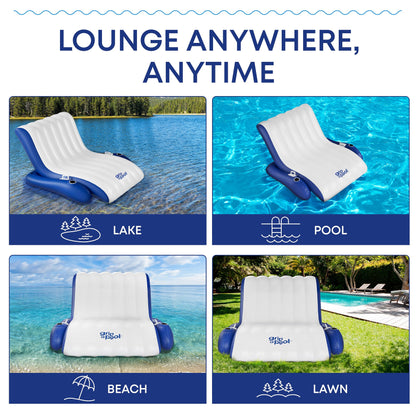 Inflatable 1-2 Person Pool Recliner Lounge Float with Cup Holders - For Pool, Lake, River, Beach