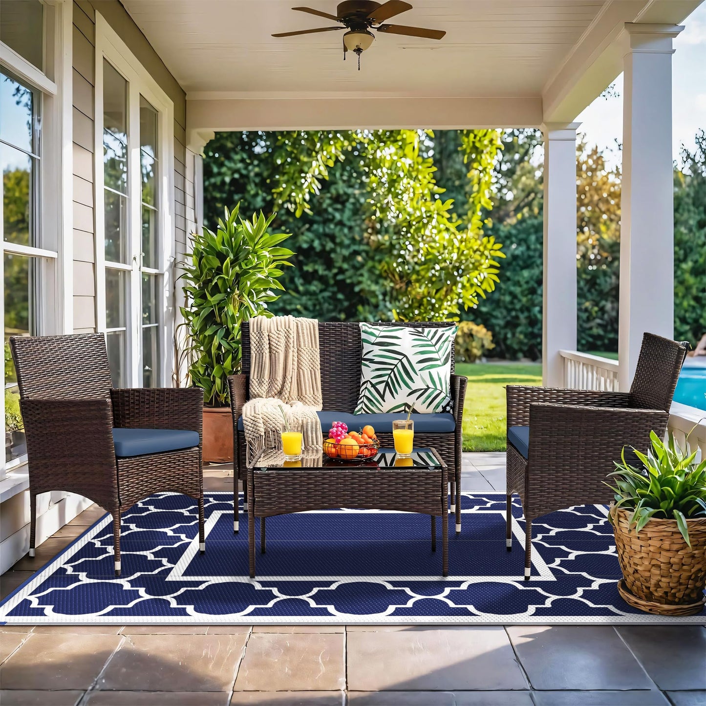 GENIMO Waterproof Outdoor Rug for Patio & Beach