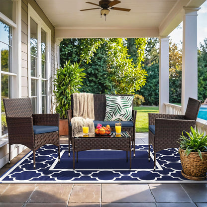 GENIMO Waterproof Outdoor Rug for Patio & Beach