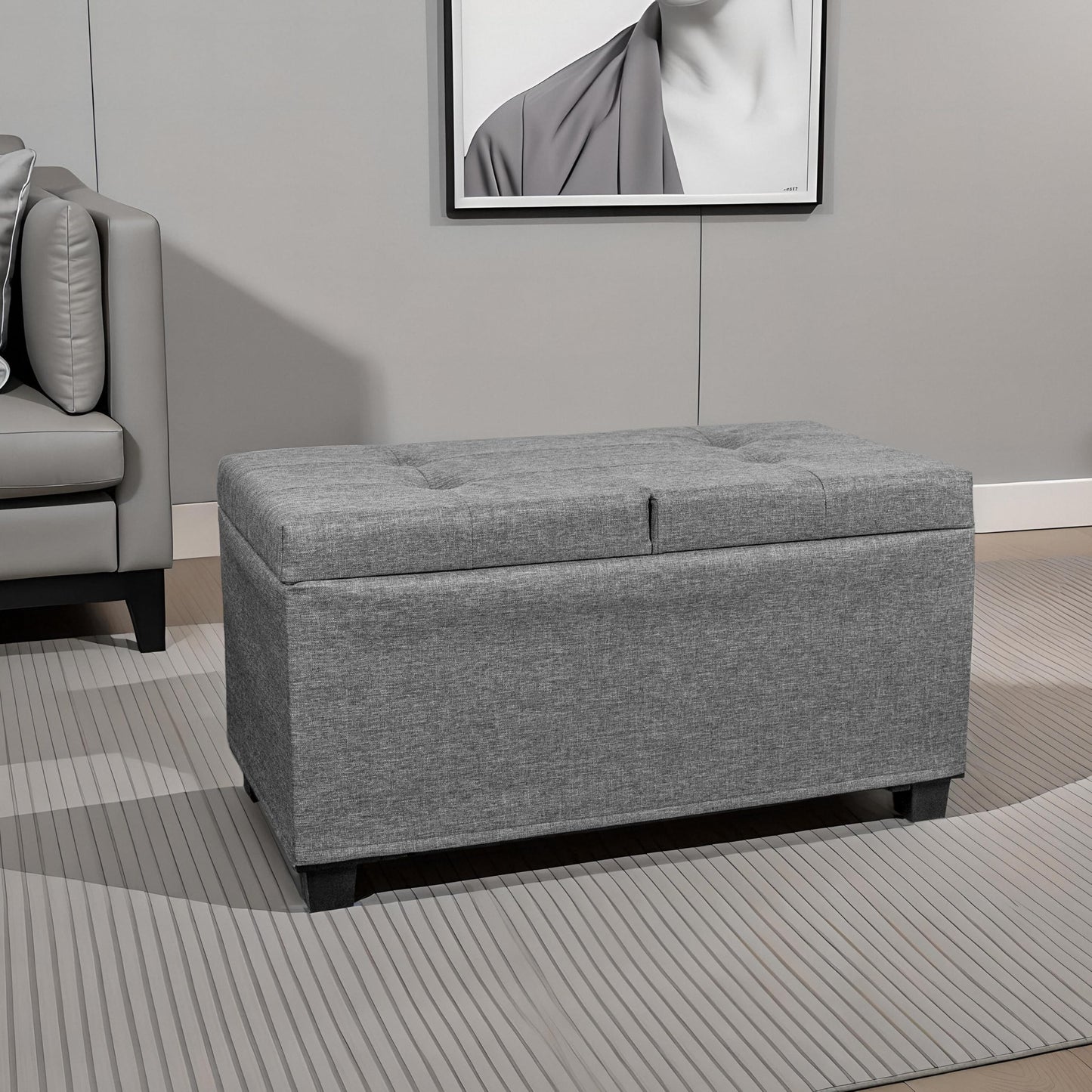 Metal Storage Ottoman Bench with Flipping Lid