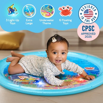 SplashEZ Tummy Time Water Mat with LED Fish