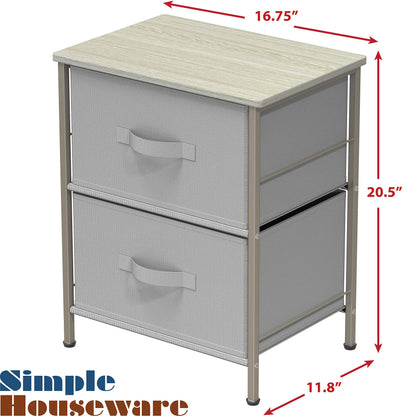 Simple Houseware Nightstands Dresser for Bedroom 2-Tier Organizer Drawer Storage Tower, Grey