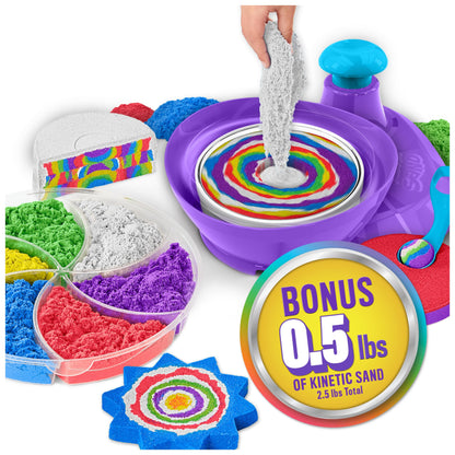 Kinetic Sand, Deluxe Swirl N’ Surprise Playset, 2.5lbs of Play Sand (Red, Blue, Green, Yellow, White and Purple) & 4 Tools, Easter Basket Stuffers