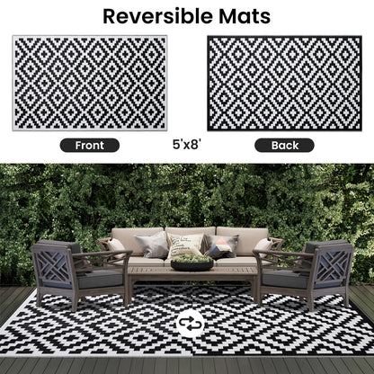 Smiry Waterproof Reversible Outdoor Rug 5x8 ft