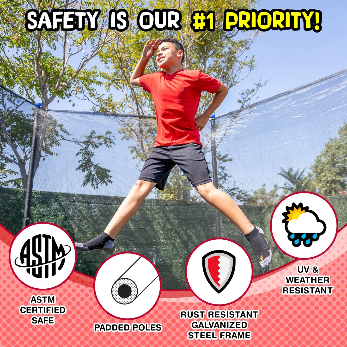 10FT Outdoor Trampoline with Safety Enclosure