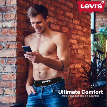 Levi's Mens Underwear Microfiber Boxer Brief for Men Ultra Soft 3 Pack Black