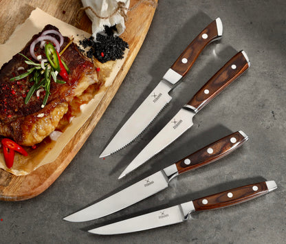 STEAKMAN Multipurpose Knife Set- Steak Knives Box - Unique Present in Wooden Gift Box - Gift Idea for Men Women Wife Husband Dad Mom – Wooden Handles Knives - Gifts for Birthday Anniversary