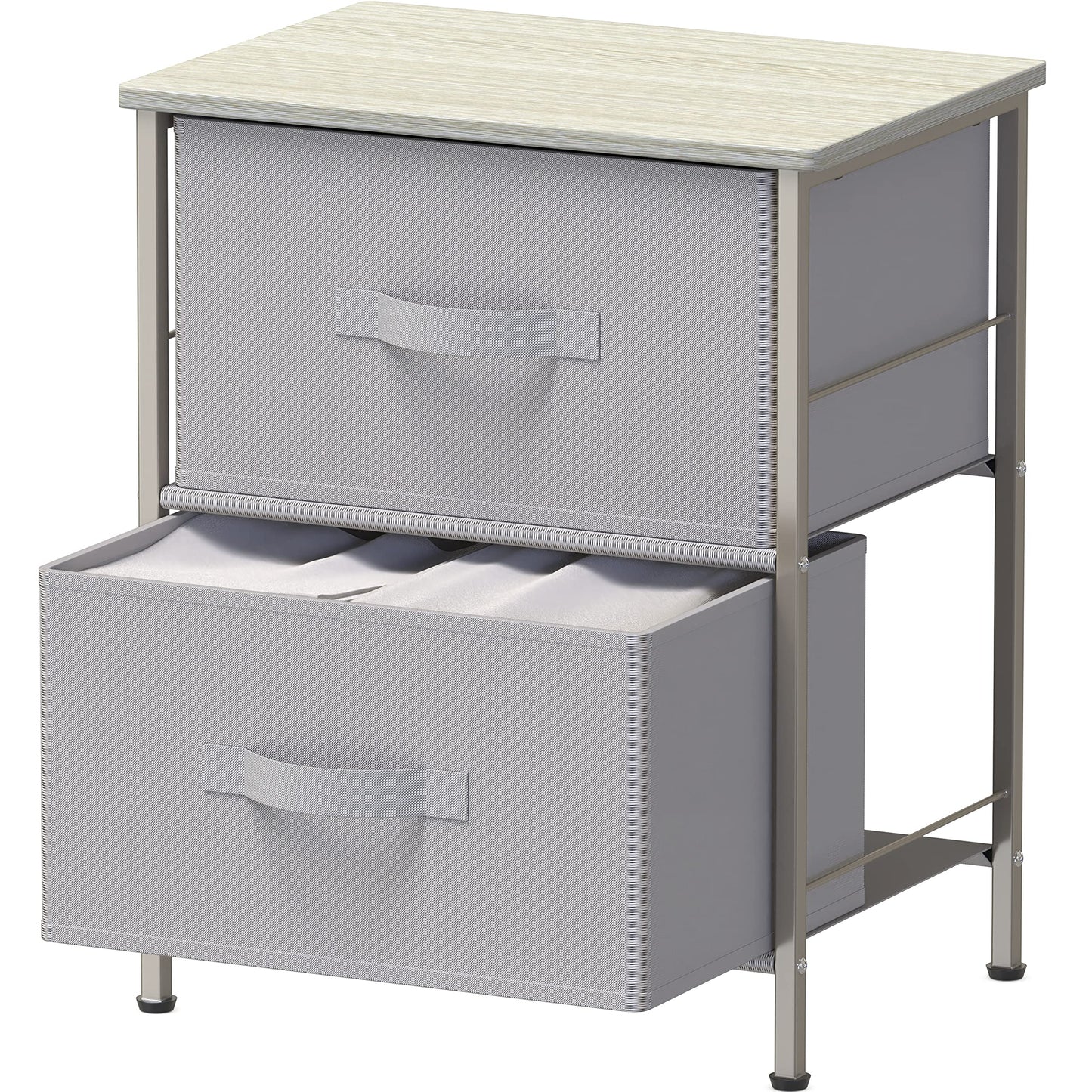 Simple Houseware Nightstands Dresser for Bedroom 2-Tier Organizer Drawer Storage Tower, Grey