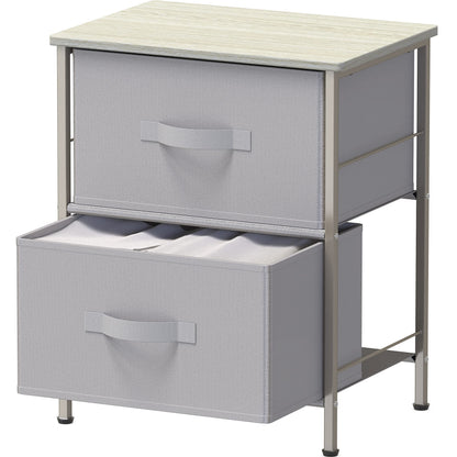 Simple Houseware Nightstands Dresser for Bedroom 2-Tier Organizer Drawer Storage Tower, Grey