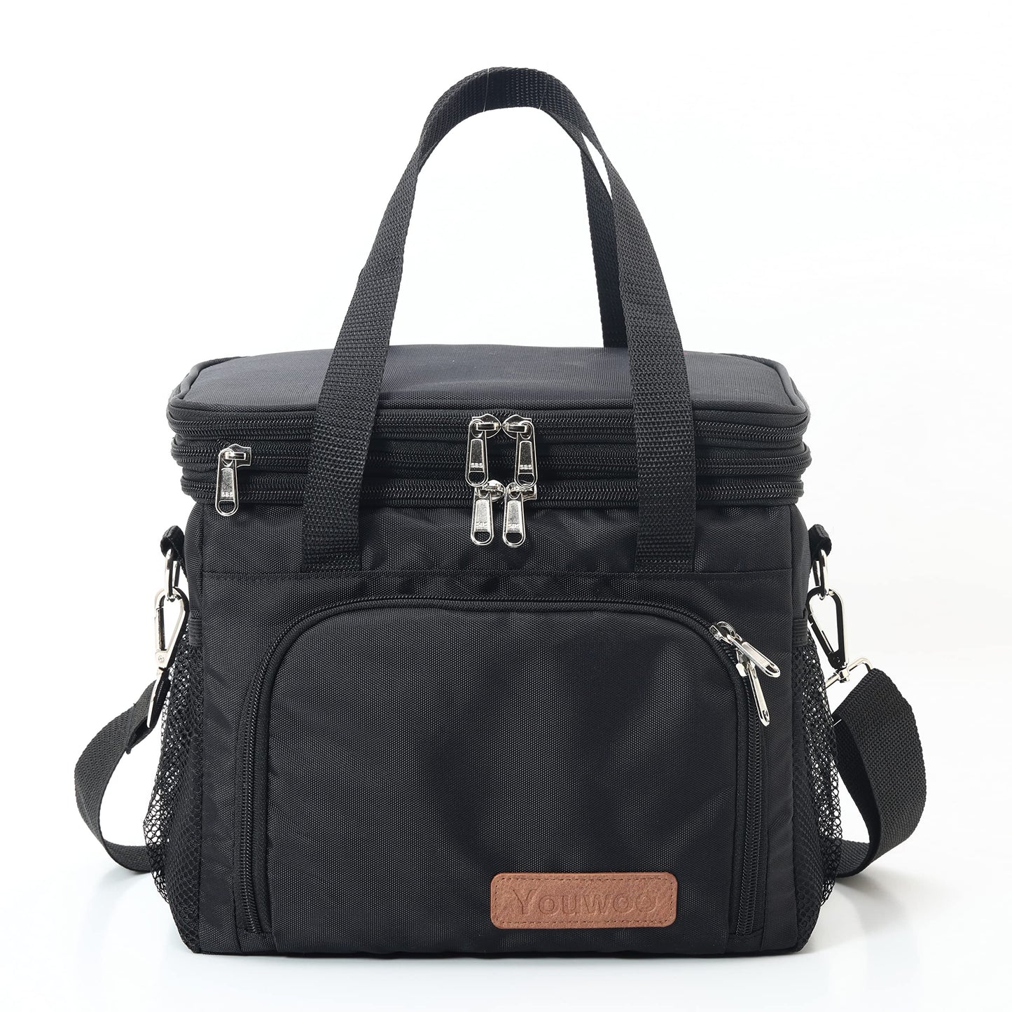 Youwoo Reusable Insulated Lunch Box, men Lunch bag Reusable Lunch Box for Office Picnic Hiking Beach Outdoor Picnic Camping Road Trip, 16 Can, Black