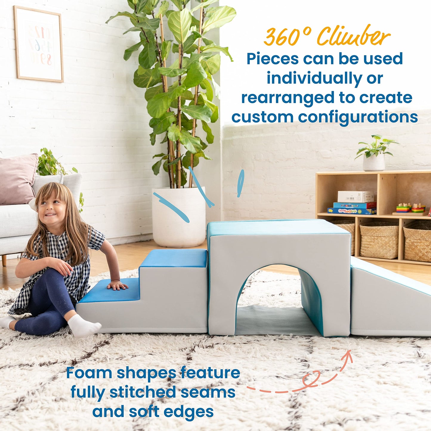 ECR4Kids Tunnel Climber Toddler Playset, 3-Piece