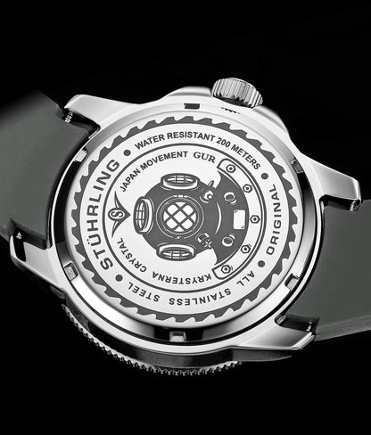 Stuhrling Original Mens Watch Blue Analog Watch Dial, Pro Sport Diver with Screw Down Crown and Water Resistant to 200M, Japanese Quartz Movement - Maritimer Watches for Men Collection