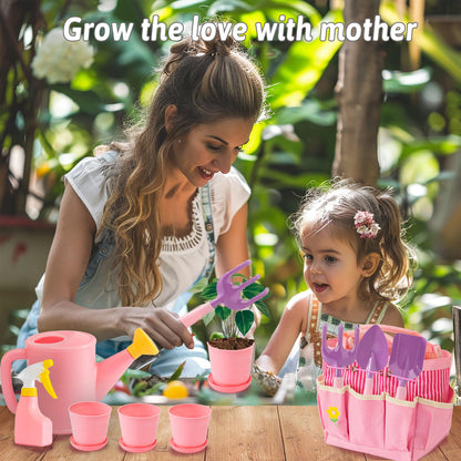 Kids Gardening Tools Set with Tote Bag & Pots