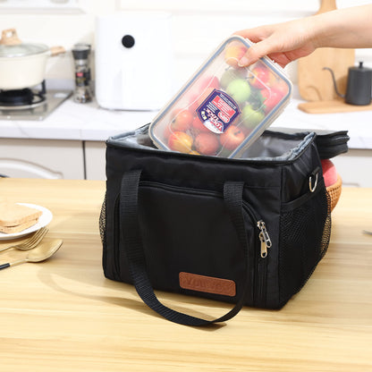 Youwoo Reusable Insulated Lunch Box, men Lunch bag Reusable Lunch Box for Office Picnic Hiking Beach Outdoor Picnic Camping Road Trip, 16 Can, Black