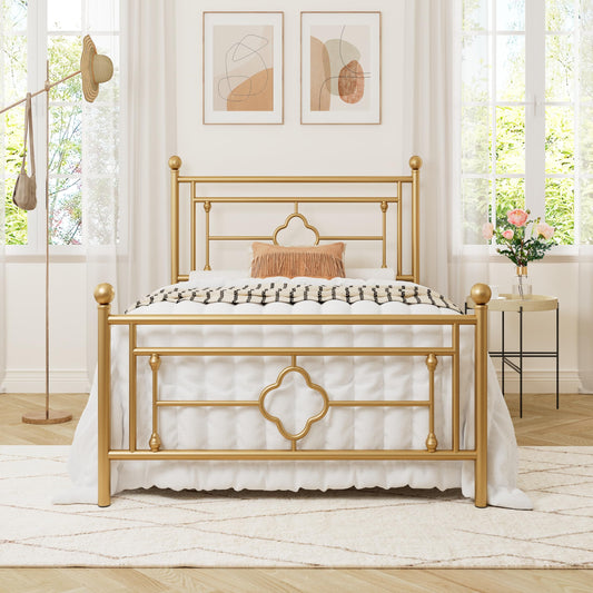 Allewie Twin Metal Platform Bed Frame, Gold