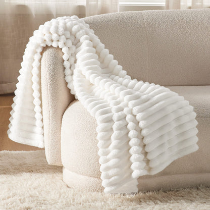 Bedsure Cozy White Throw Blanket for Couch