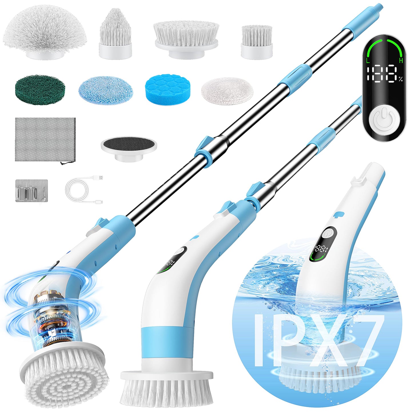 VaxBree Electric Spin Scrubber with 8 Brush Heads