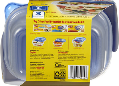 GladWare Deep Dish Food Storage Containers, 3 Count