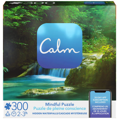 SPIN MASTER GAMES 300-Piece Calm Jigsaw Puzzle for Relaxation, Stress Relief, and Mood Elevation, for Adults and Kids Ages 8 and up, Hidden Waterfalls