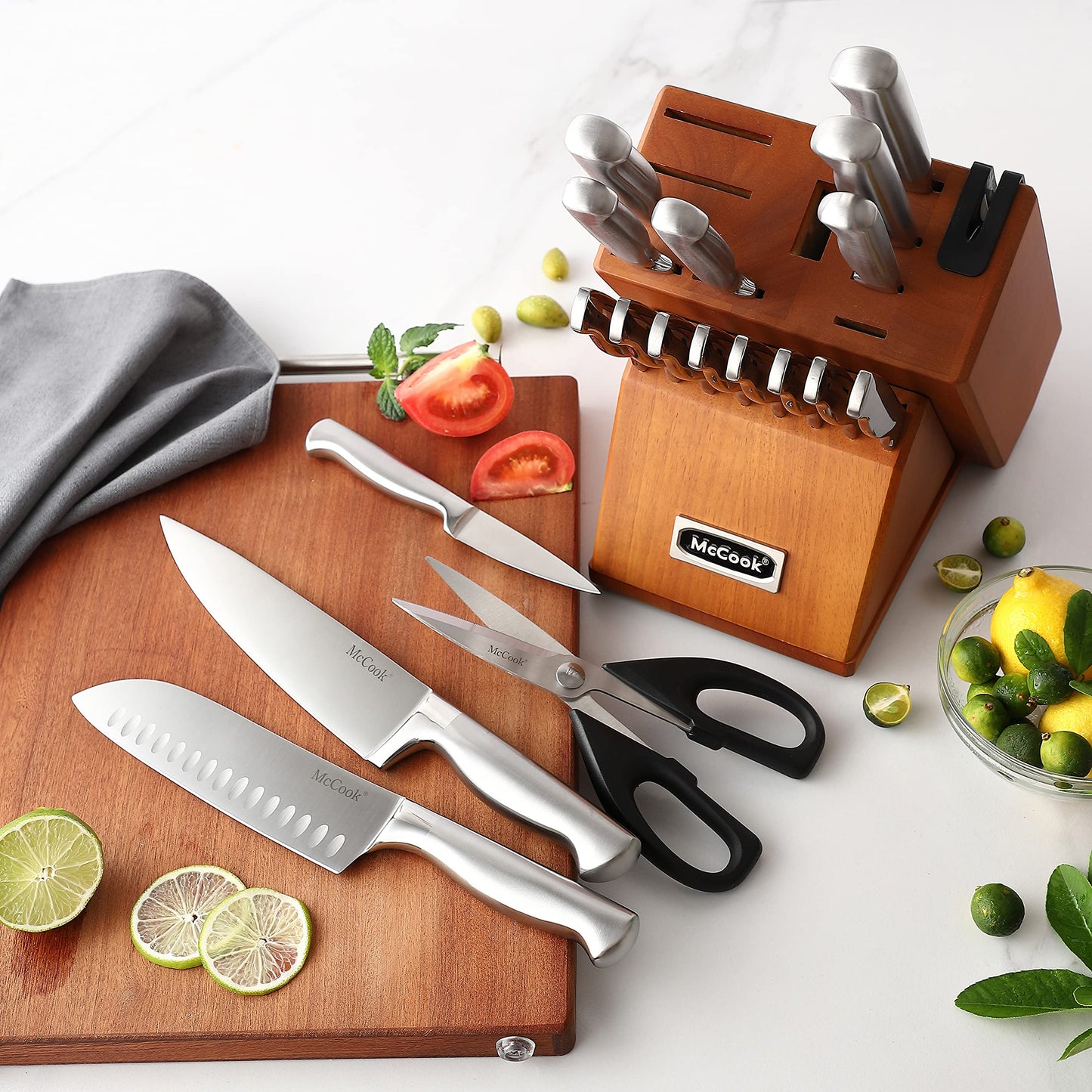 McCook Kitchen Knife Set with Built-in Sharpener