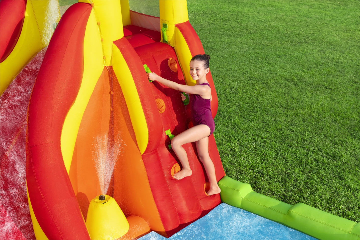Bestway H2OGO! Lava Splash Kids Inflatable Water Park | Outdoor Slide, Climbing Wall, Splash Pool, Sprinkler | Great for Kids Ages +5