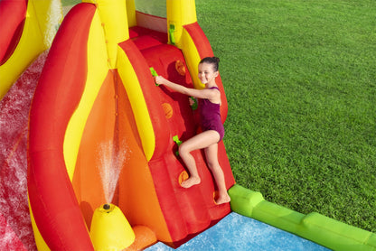 Bestway H2OGO! Lava Splash Kids Inflatable Water Park | Outdoor Slide, Climbing Wall, Splash Pool, Sprinkler | Great for Kids Ages +5