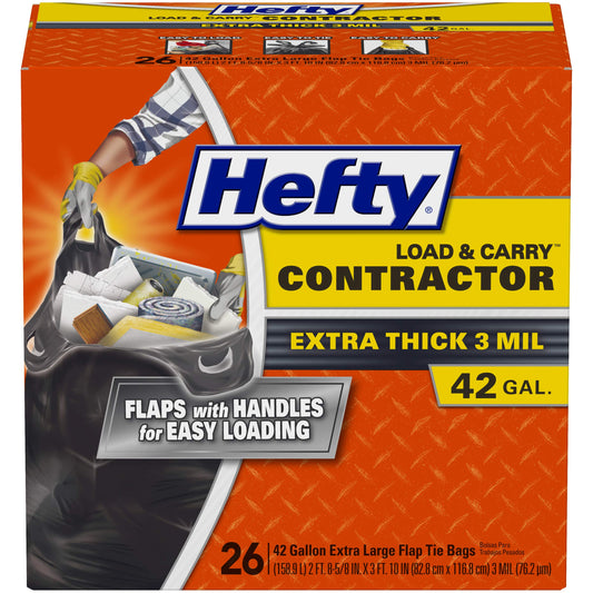 Hefty 42 Gallon Heavy Duty Trash Bags, 26 Count