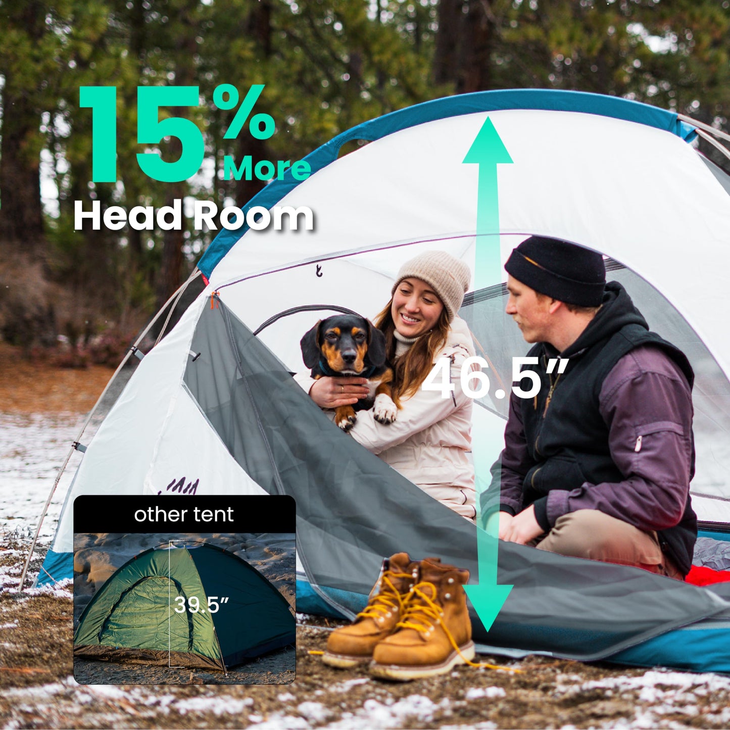 UltraPort Camping Tent, 2-Person Tent, Dome Tent for Camping and Hiking, Double Layer Waterproof Tent, Includes Rainfly, Easy Setup in 5 Mins (Polyester, Twilight Green, 2 Persons & 1 Pet Tent)