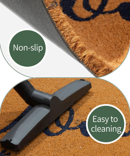 SUMGAR Welcome Mat Indoor Outdoor Coir Doormat Spring Entrance Inside Front Door Washable Cute Small Heavy Duty Backing Absorbent Waterproof Non Slip Costal Ocean Door Rug for Dog Friends Gift 17x30in