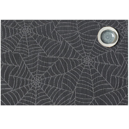 AHHFSMEI Placemats Set of 6 for Dining Table Washable Woven Vinyl Non-Slip Placemat Heat-Resistant Durable Table Mats for Dining Table Easy to Clean (Grey Cobweb)