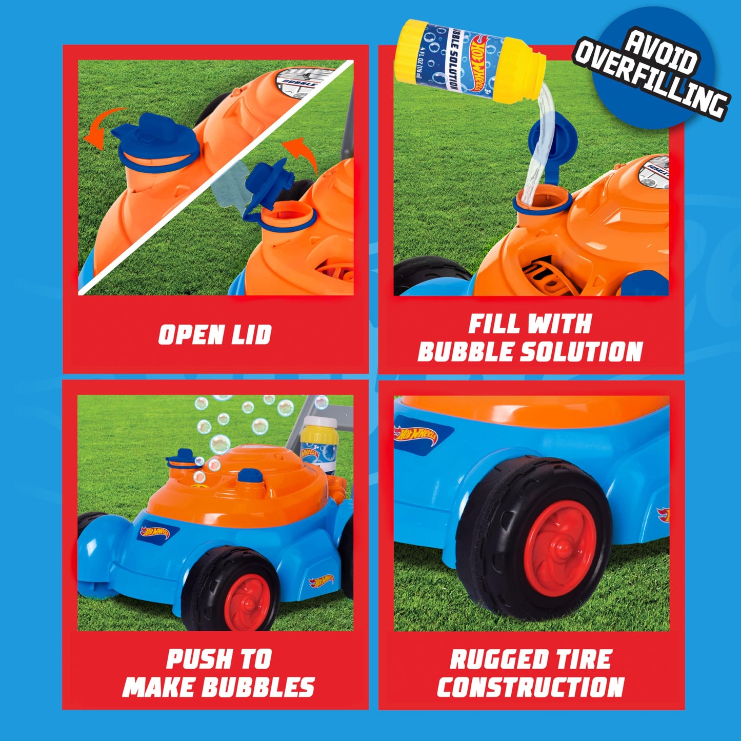 Hot Wheels Bubble Lawn Mower for Toddlers