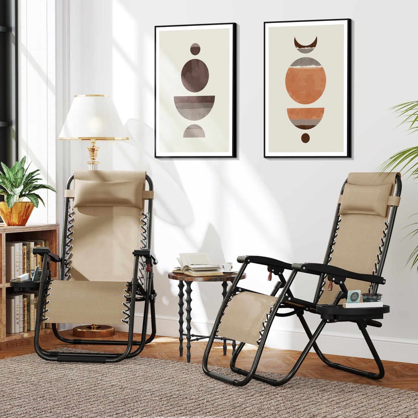 2 Pack Yaheetech Adjustable Reclining Lounge Chairs