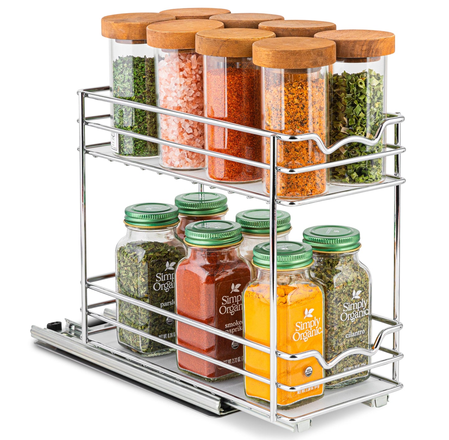 Spice Rack Organizer for Cabinet, Heavy Duty - Pull Out Spice Rack - Lifetime Limited Warranty - Spice Organization 4"Wx10-3/8"Dx8-7/8 H - Spice Racks for Inside Cabinets & Pantry Closet