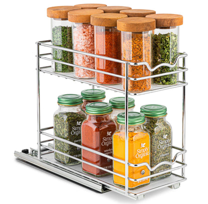 Spice Rack Organizer for Cabinet, Heavy Duty - Pull Out Spice Rack - Lifetime Limited Warranty - Spice Organization 4"Wx10-3/8"Dx8-7/8 H - Spice Racks for Inside Cabinets & Pantry Closet