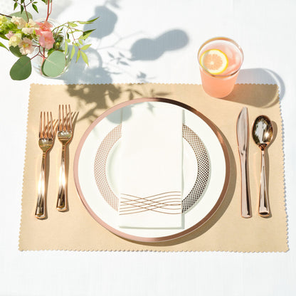 Elegant Rose Gold Disposable Dinnerware Set for 50