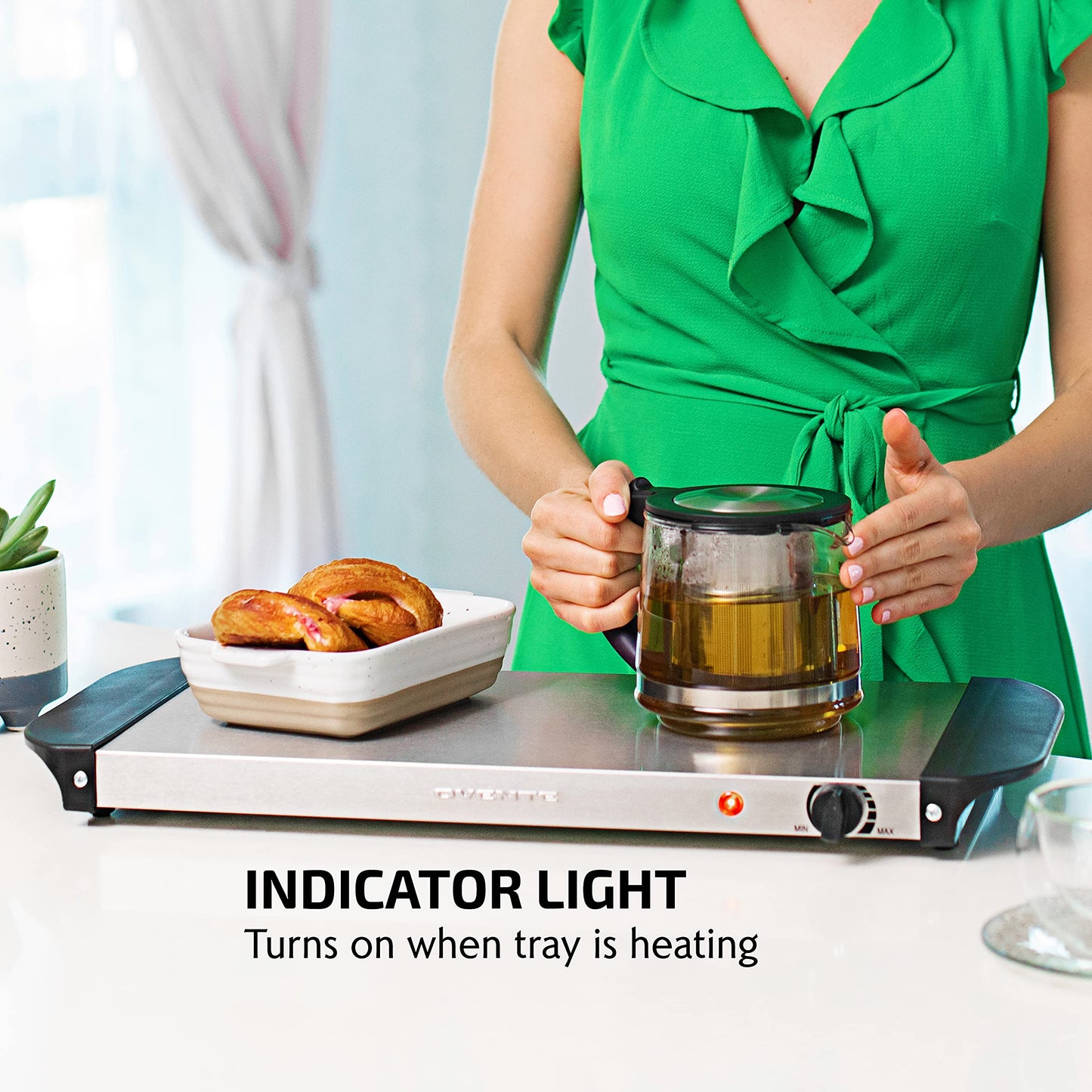 OVENTE Electric Warming Tray with Adjustable Temperature Control