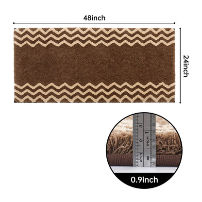 COSY HOMEER Extra Thick Bath Nursery Rugs for Bathroom - Anti-Slip Bath Mats Soft 100% Strong Polyester Rug Living Room Bedroom Home Mat Floor Water Absorbent (Brown,24x48 - Inches)