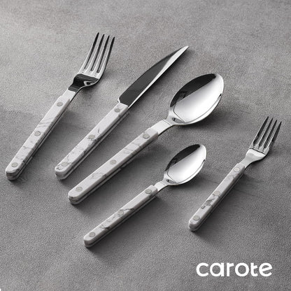 CAROTE 20-Piece Silverware Set, White Flatware set for 4, Stainless Steel Kitchen Utensil Set, Tableware Cutlery Set for Home