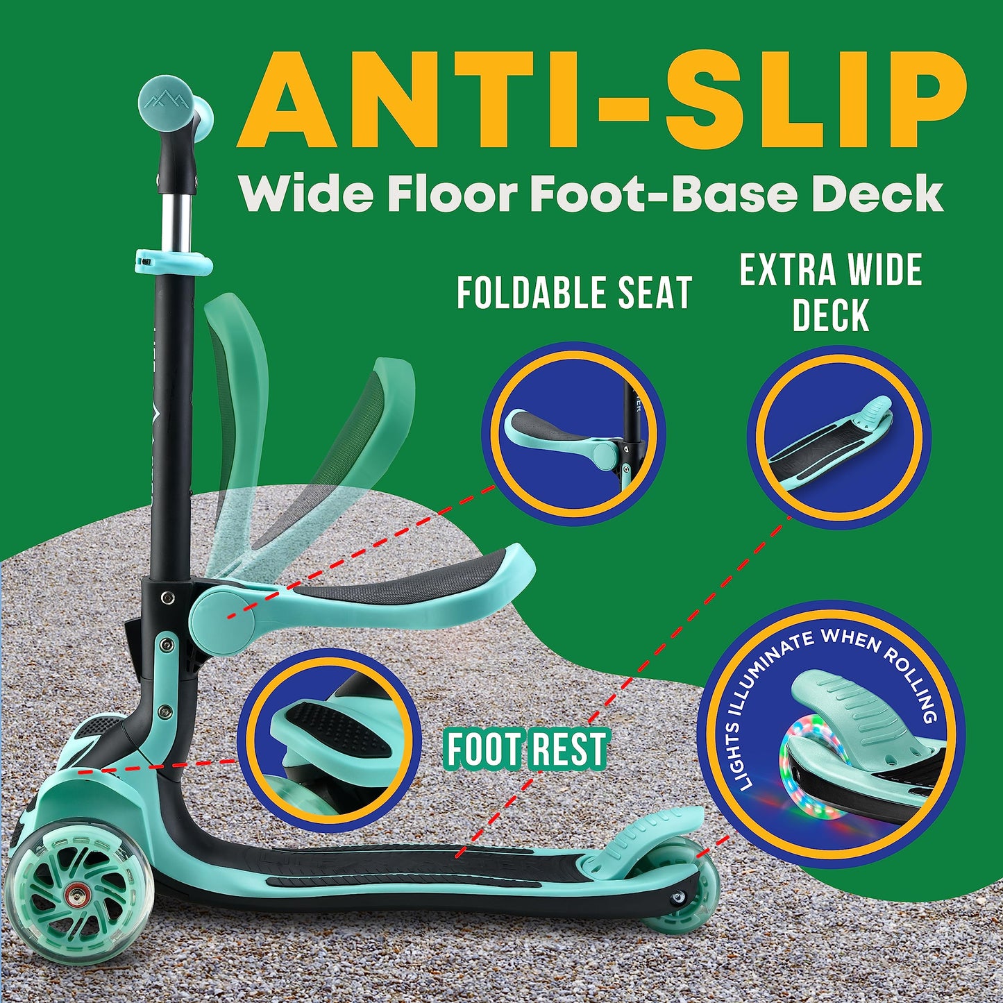 Kids 3-Wheel Kick Scooter with LED Lights