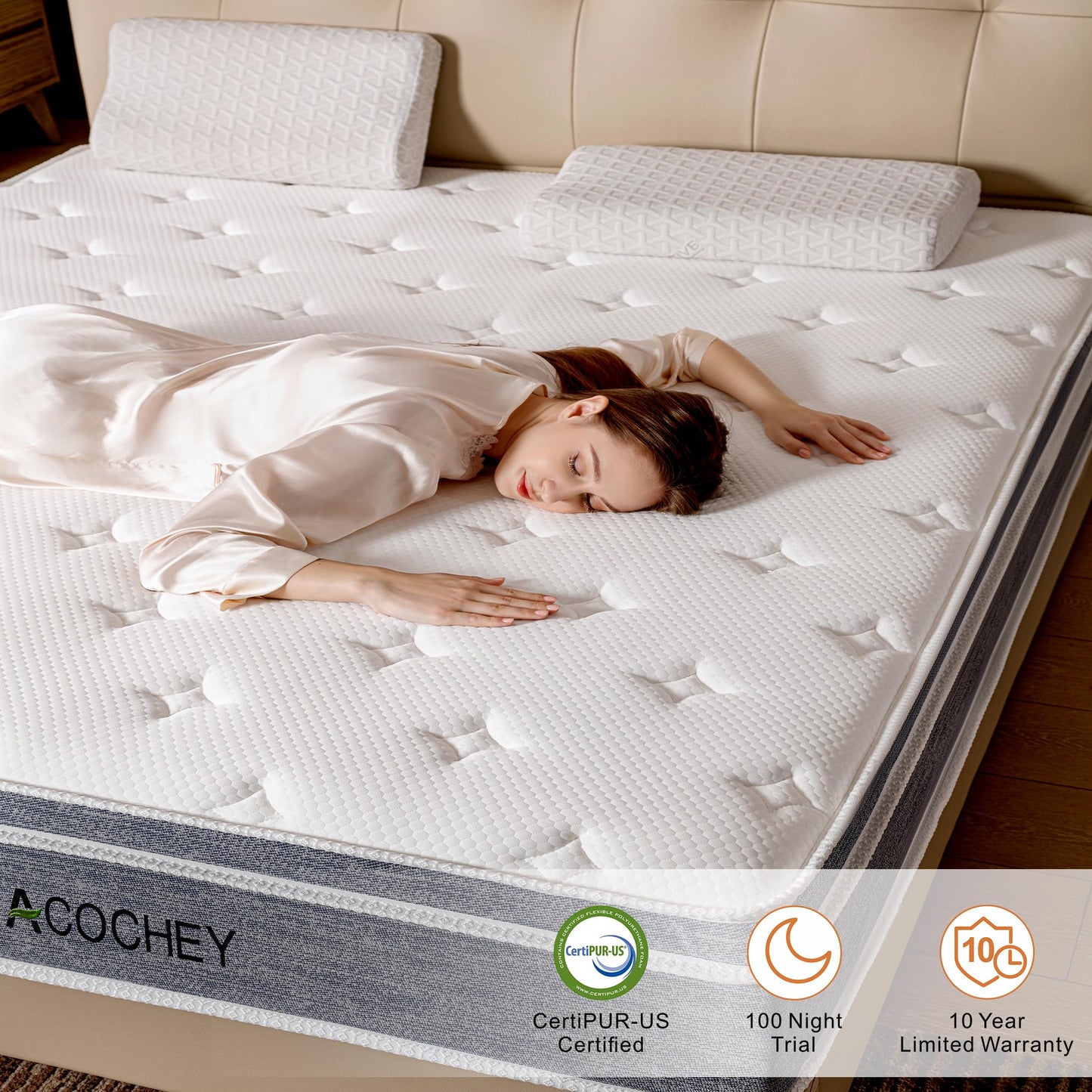 Acochey 8 Inch Hybrid Gel Memory Foam Mattress