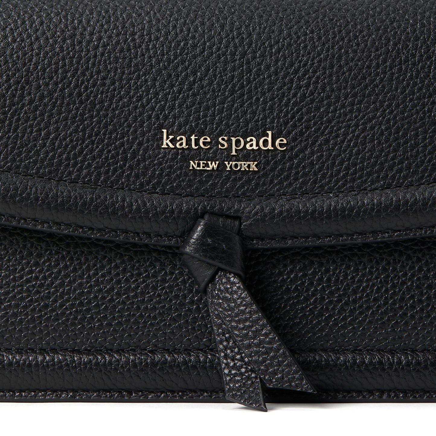 kate spade new york Knott Pebbled Leather Flap Crossbody, Black