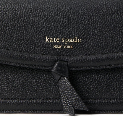 kate spade new york Knott Pebbled Leather Flap Crossbody, Black