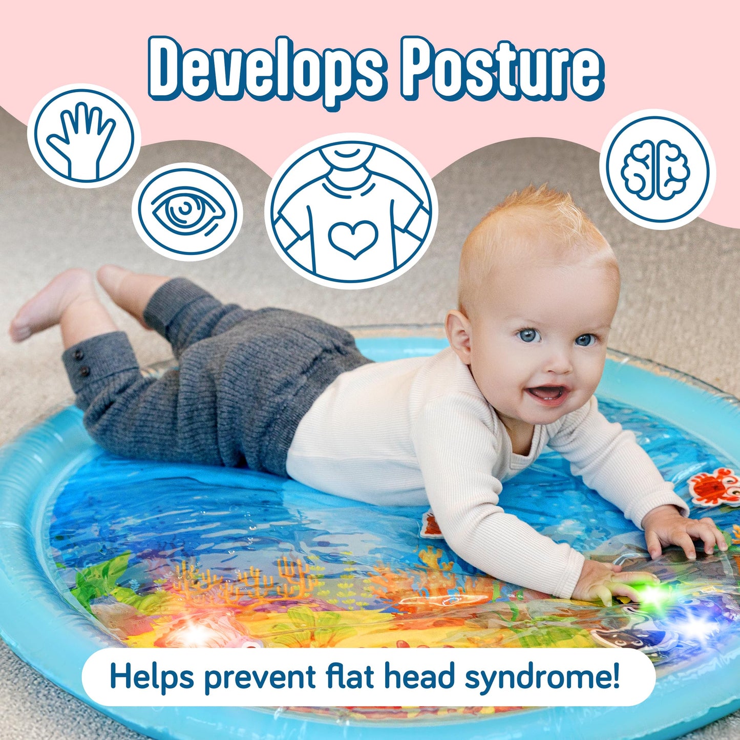 SplashEZ Tummy Time Water Mat with LED Fish