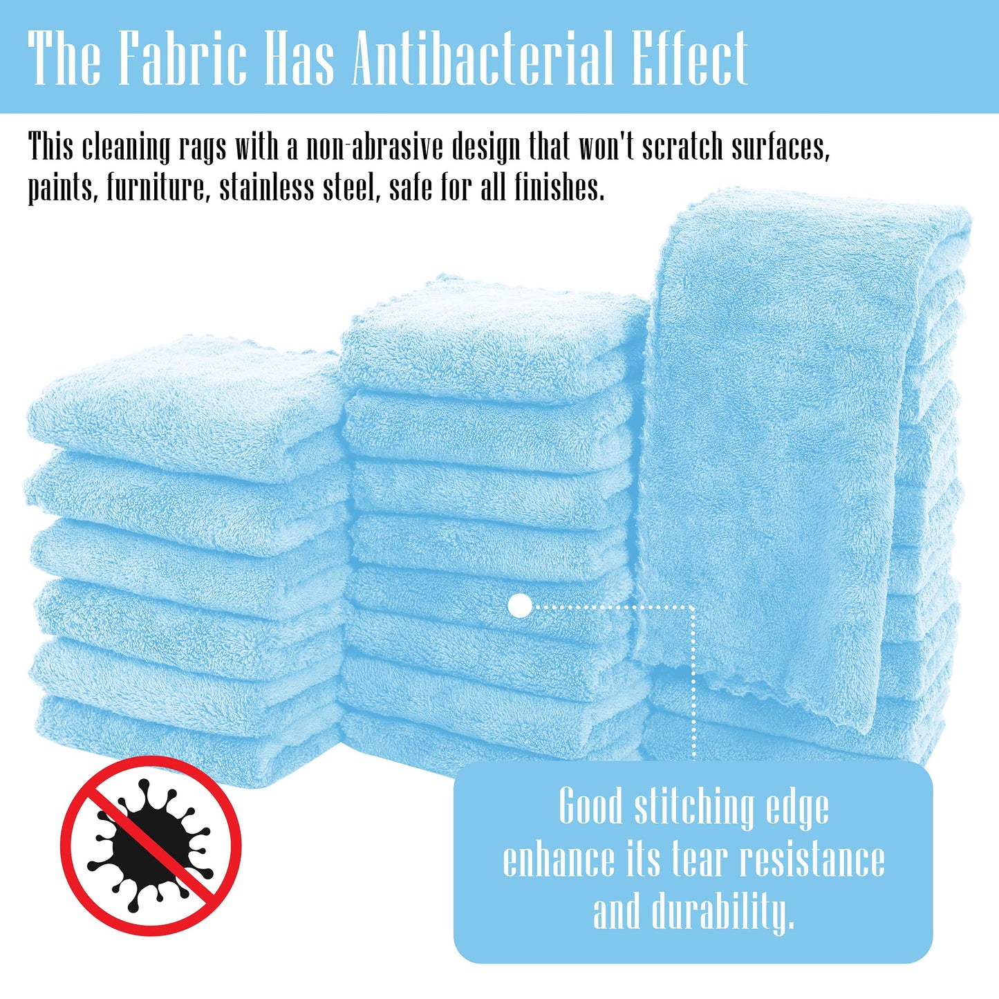 Sunny zzzZZ 24 Pack Kitchen Towels (Aquamarine, 10 x 20 Inch) - Does Not Shed Fluff - No Odor Reusable Dish Towels, Premium Dish Cloths, Super Absorbent Coral Fleece Cleaning Towels