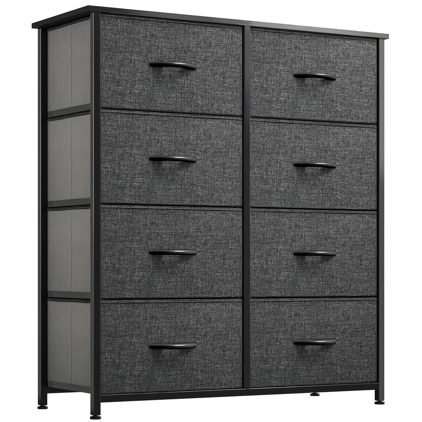 YITAHOME Fabric Dresser, Tall Storage Dresser with 8 Drawers, Black Dresser & Chest of Drawers, Storage Drawer Organizer for Closet, Living Room