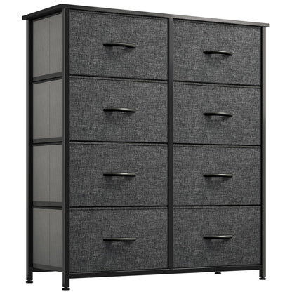 YITAHOME Fabric Dresser, Tall Storage Dresser with 8 Drawers, Black Dresser & Chest of Drawers, Storage Drawer Organizer for Closet, Living Room